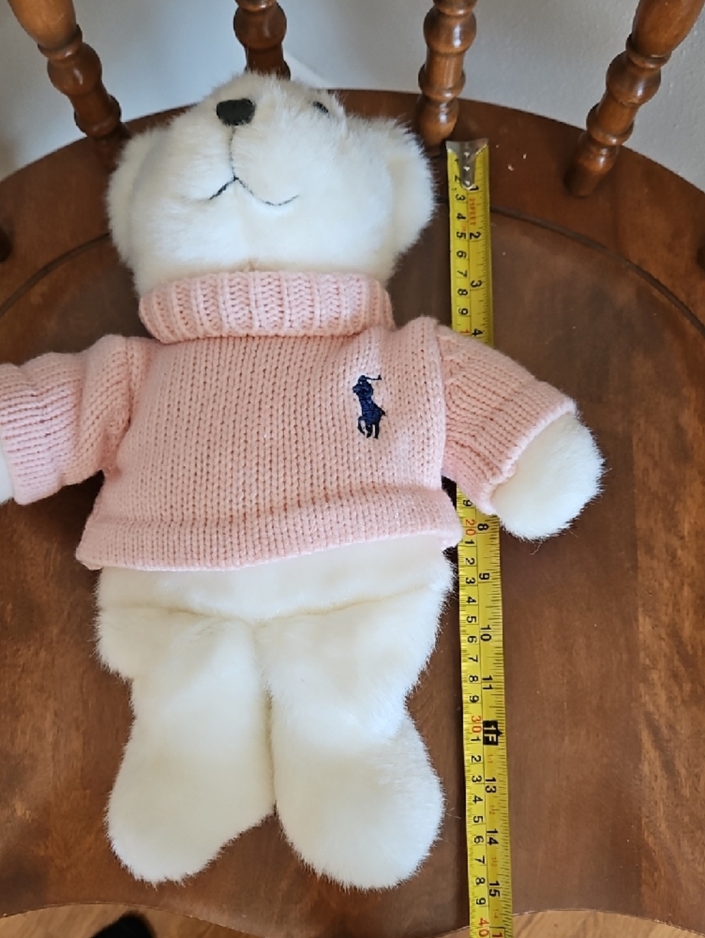 Ralph Lauren Romance White Plush Bear in Pink Knit Sweater - Picture 12 of 12